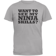 Want To See My Ninja Skills Adult Grey Flip-Up T-Shirt - Large