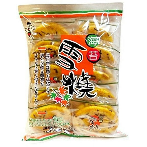 Want Want Big Shelly Shenbei Snowy Crispy Rice Cracker Biscuits - Seaweed 5.6 oz. (Pack of 5)