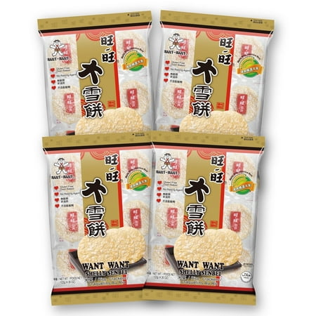 Want Want Shelly Senbei Rice Cracker with Frosted Sugar, 4.3 Oz/122g (Pack of 4)