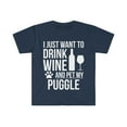 thumbnail image 1 of Want to drink wine and pet Puggle Dog Owner Unisex T-shirt S-3XL Dog Lover, 1 of 2