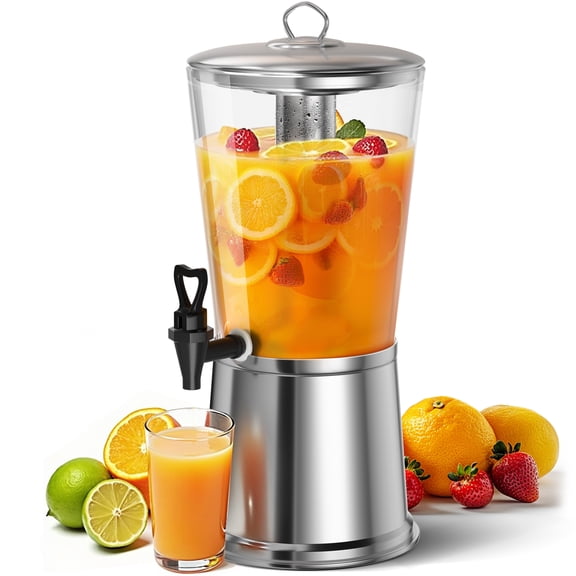 WantJoin 2-Gallon Acrylic Beverage Dispenser with Stainless Steel Stand and Ice Core