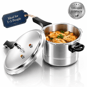 WantJoin 4-Quart Aluminum Stovetop Pressure Cooker with Steamer Rack, 8 Safety Features, Gas and Induction Compatible, Silver