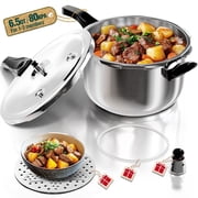 WantJoin 6.5QT Stainless Steel Pressure Cooker with Spring Valve Safeguard Devices, Induction & Gas Cooker Compatible