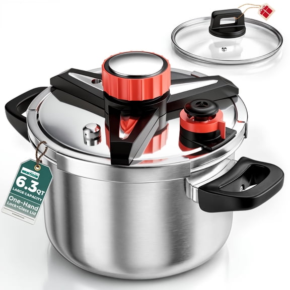 WantJoin 6Qt Pressure Cooker - 3-In-1 Stainless Steel Pressure Canner Compatible with Gas & Induction Cooker,Protective Devices,Canner Rack Included