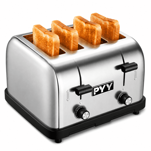 WantJoin Toaster,4-Slice Commercial Toaster, 1800W 225 Slices/Hour with 1.57 Inch Wide Slots, Removable Crumb Tray, Stainless Steel for Restaurant Breakfast (Bread, Bagels)
