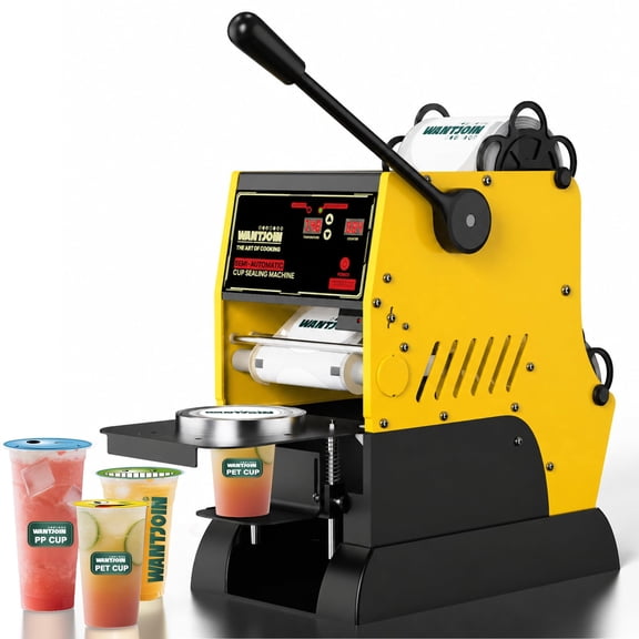 WantJoin Cup Sealing Machine, Semi Automatic Commercial Boba Cup Sealer | Auto film alignment, 2 second sealing, LED temperature control, Fits 90 mm & 95 mm cups Bubble Food Packaging Appliances