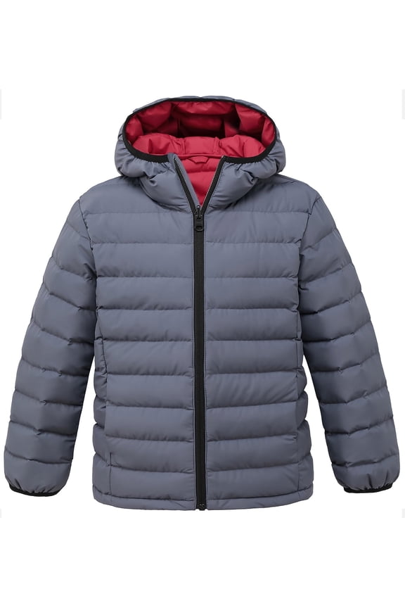 Big Boy's Winter Jacket Windproof Winter Coat Lightweight Puffer Jacket Gray 14/16