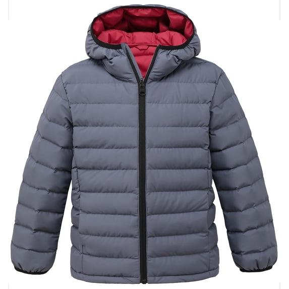 Wantdo Big Boy's Winter Jacket Windproof Winter Coat Lightweight Puffer Jacket Gray 14/16