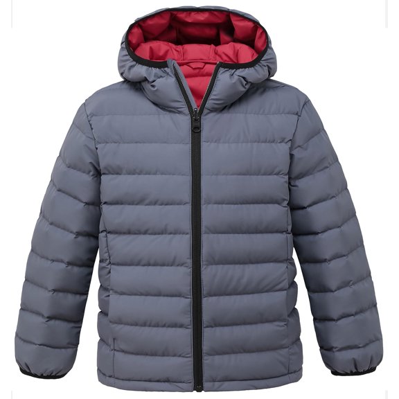 Wantdo Big Boy's Winter Jacket Windproof Winter Coat Lightweight Puffer Jacket Gray 14/16