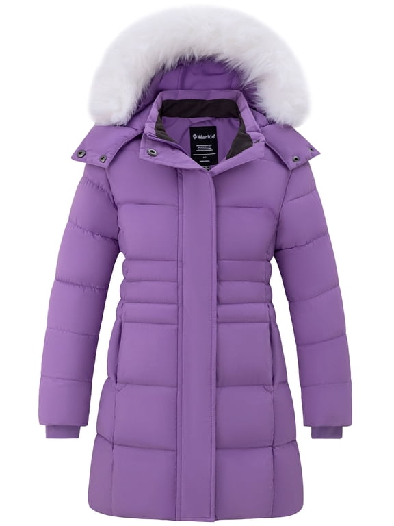 Big Girl's Jacket Quilted Winter Coat Waterproof Jacket Puffer Jacket Light Purple 18/20