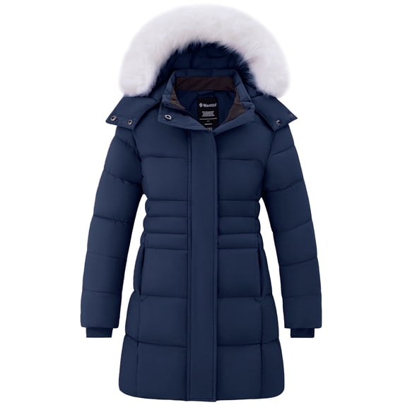 Wantdo Big Girl's Winter Coat Quilted Winter Jacket Padded Puffer Jacket Waterproof Jacket Navy 18/20
