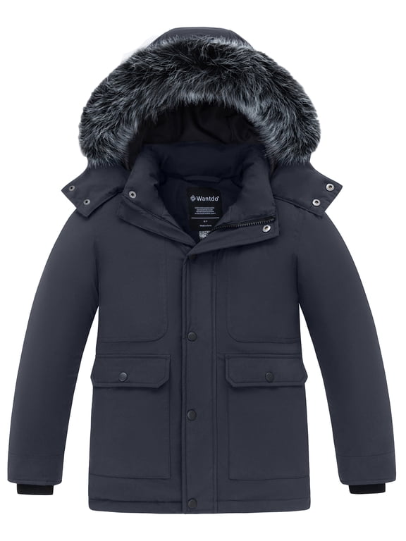 Boy's Puffer Jacket Waterproof Winter Coat Quilted Winter Outerwear Jacket Gray 18-20