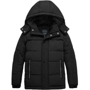 Boy's Winter Coat Padded Puffer Jacket Windproof Winter Jacket Pure Black 18/20