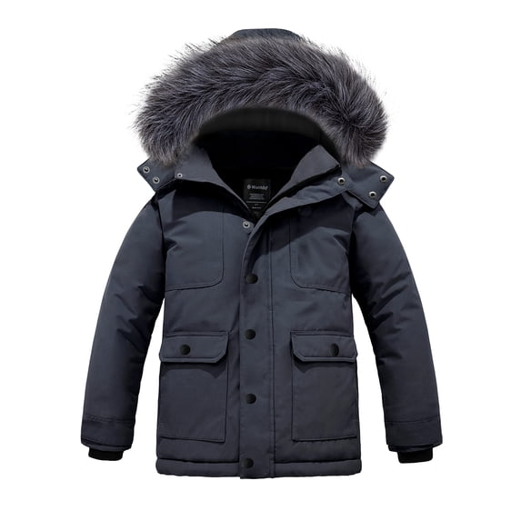 Wantdo Boy's Puffer Jacket Waterproof Winter Coat Quilted Winter Outerwear Jacket Gray 18-20