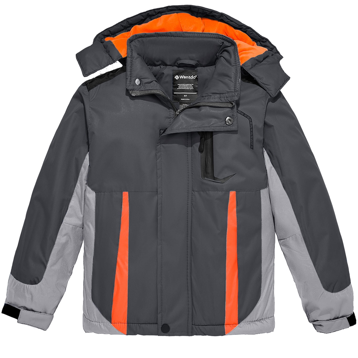 Wantdo Boy s Insulated Waterproof Snow Coat Kid s Winter Jacket Grey Size 14 16