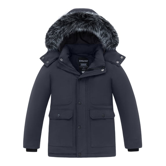 Wantdo Boy's Puffer Jacket Waterproof Winter Coat Quilted Winter Outerwear Jacket Gray 18-20