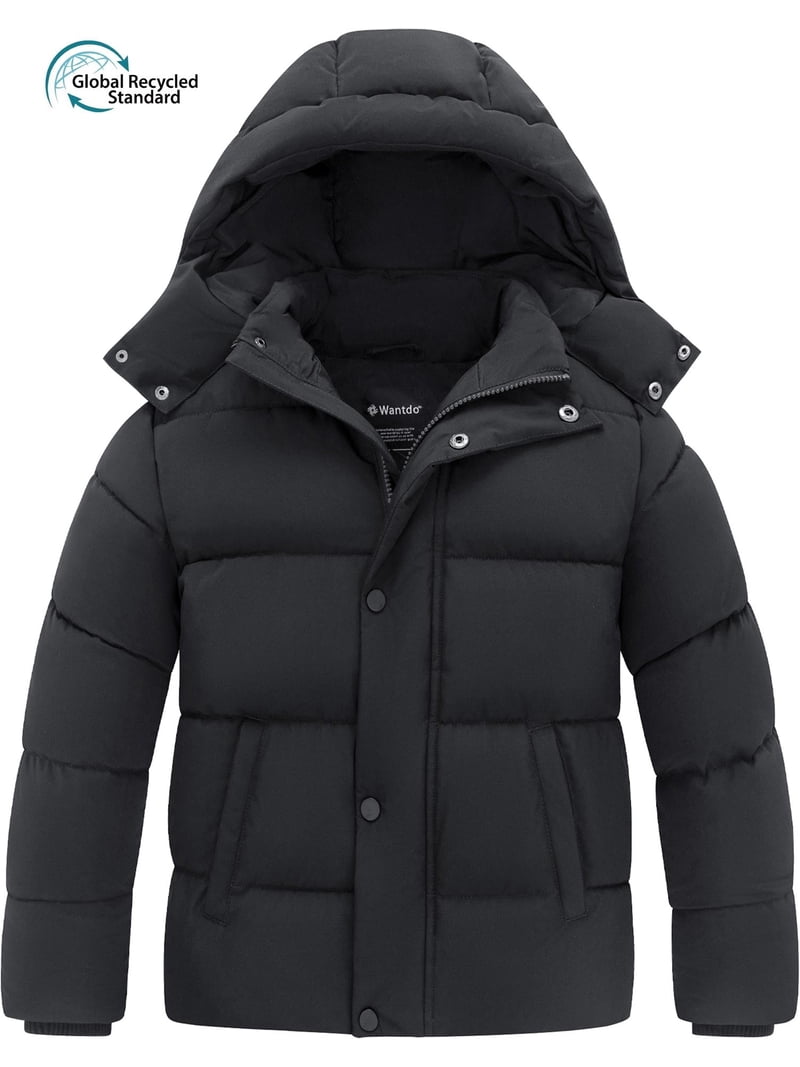 Amazon Essentials Kids' Recycled Polyester Puffer Jacket - Water-Repellent Long Sleeve Hoodie