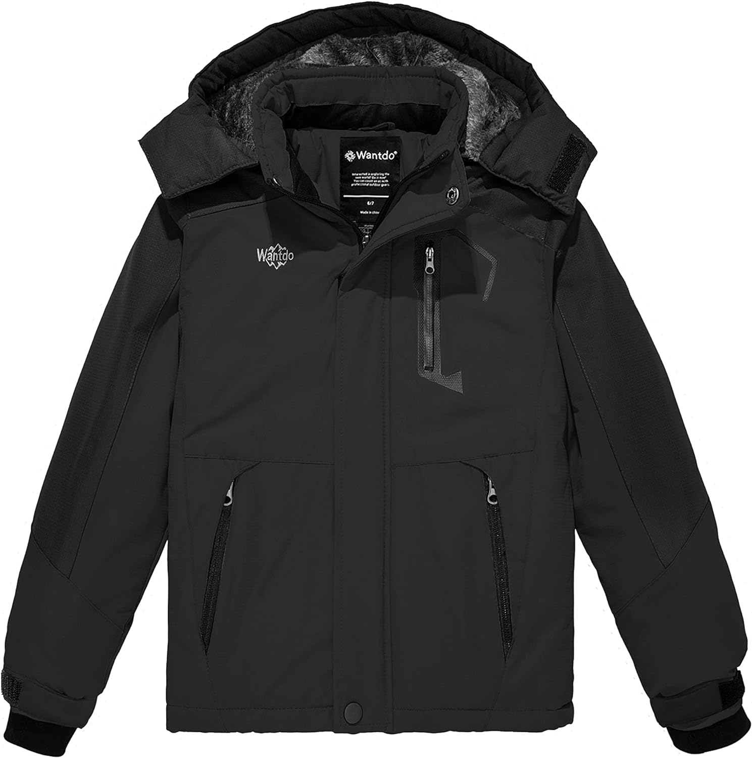 Wantdo Boy s Ski Jacket Warm Snowboarding Jacket Insulated Winter Coat Black 8 Walmart