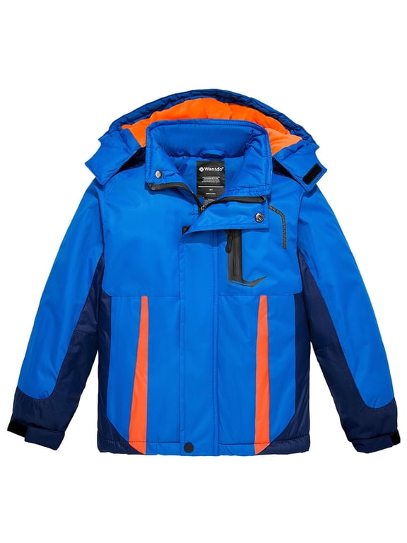 Boy's Ski Jacket Winter Ski Coat Kid's Winter Jacket with Hood Blue 10/12