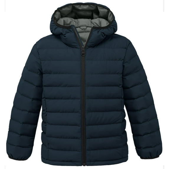 Wantdo Boy's Winter Coat Hooded Puffer Jacket Quilted Fleece Coats Navy 10/12