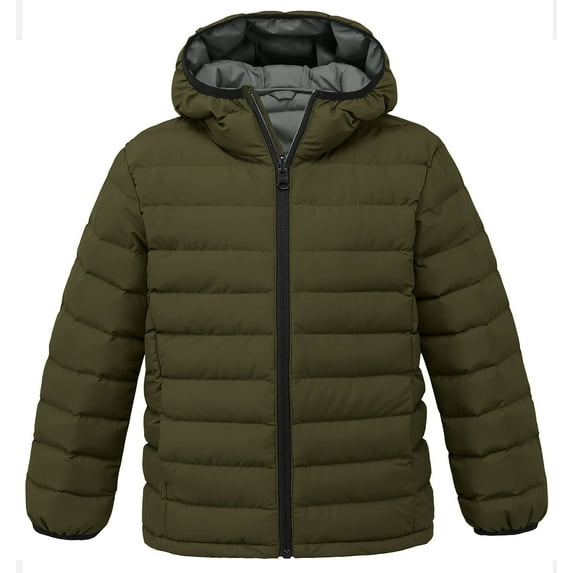 Wantdo Boy's Winter Coat Windproof Winter Jacket Packable Puffer Jacket Army Green 8