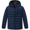 thumbnail image 1 of Wantdo Boy's Hooded Padded Coat Quilted Packable Jacket Waterproof Warm Jacket for Skiing Navy 10-12, 1 of 10