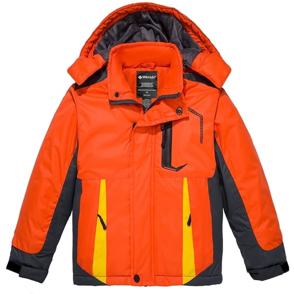 Wantdo Boy's Witer Skiing Jacket Warm Insulated Coat Versatility Orange 6/7