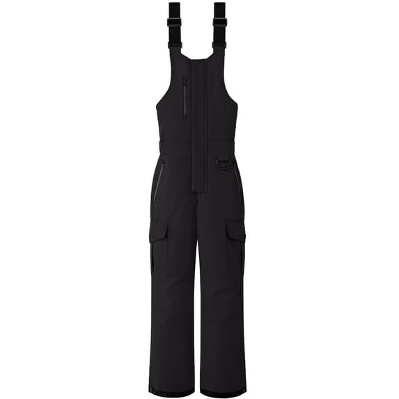 Wantdo Girls' and Boys' Ski Pants Waterproof Snow Bibs Overalls Insulated Snowboarding Bibs Black 10-12