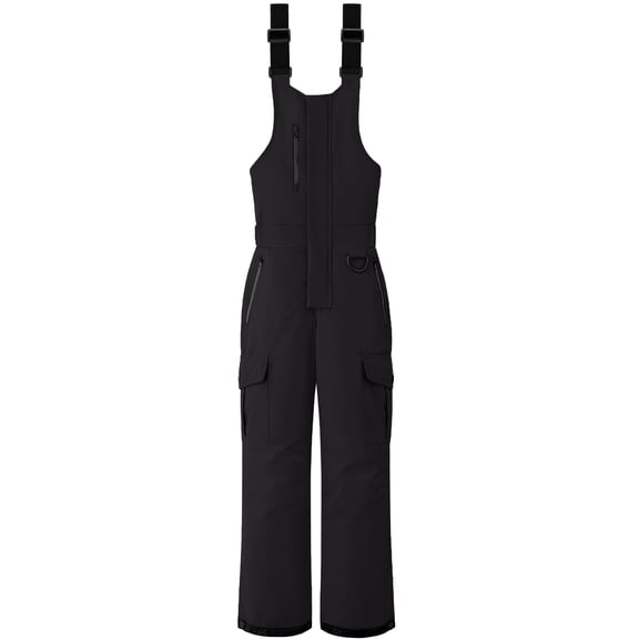 Wantdo Girls' and Boys' Ski Pants Waterproof Snow Bibs Overalls Insulated Snowboarding Bibs Black 10-12