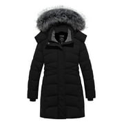 WANTDO Girl's Coat Insulated Winter Coat Recycled Puffer Parka Jacket Outerwear Jacket Black 10/12
