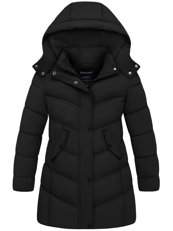 Girl's Winter Coat Waterproof Winter Jacket Insulated Snow Coat Parka Jacket Black 8