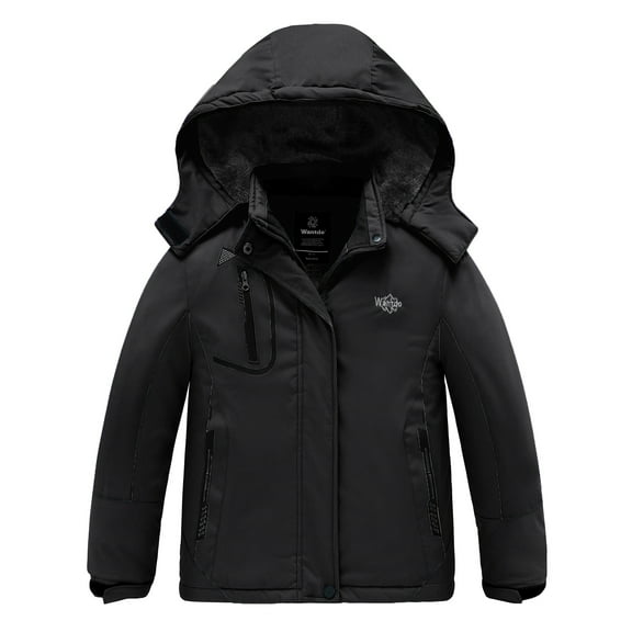 Wantdo Girl's Hooded Skiing Jackets Kid's Waterproof Raincoats Rose Red Size 8