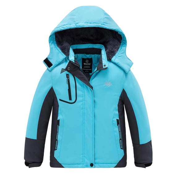 Wantdo Girl's Hooded Skiing Jackets Kid's Waterproof Raincoats Rose Red Size 8