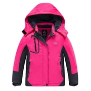 Girl's Hooded Skiing Jackets Kid's Waterproof Raincoats Rosy 8