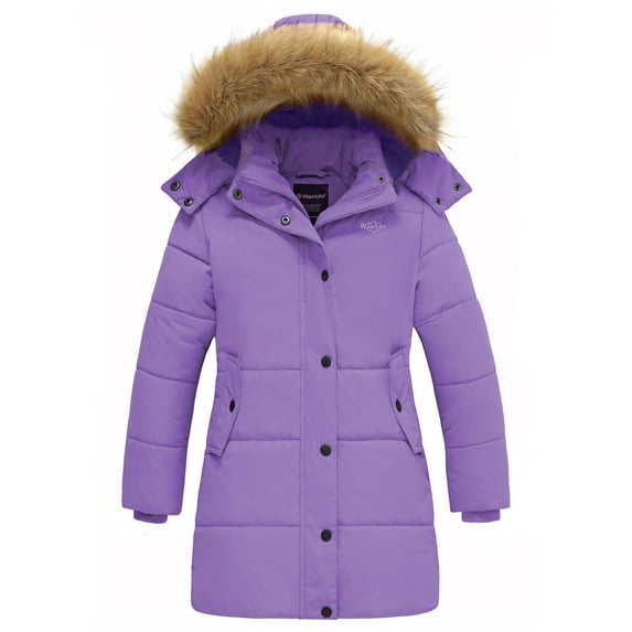 Wantdo Girl's Puffer Coat Waterproof Winter Coat Quilted Puffer Jacket Purple Size 10/12