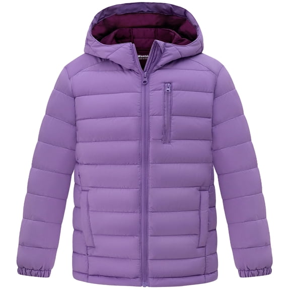 Wantdo Girl's Puffer Jacket Warm Winter Coat Waterproof Jacket Ultra Lightweight Coat Purple 10/12
