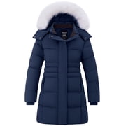 Girl's Puffer Jacket Waterproof Winter Coat Windproof Snow Jacket Warm Coat Navy 6/7