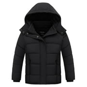 WANTDO Girl's Recycled Winter Coat Warm Winter Jacket Waterproof Puffer Jacket Black 10/12