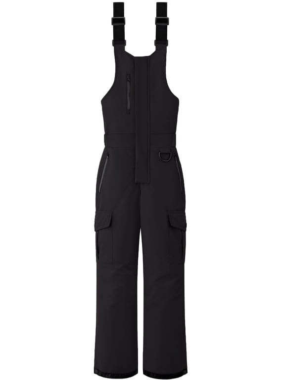 Girl's Snow Pants Warm Ski Bibs Waterproof Snowboarding Bibs Insulated Ski Wear Black 14-16