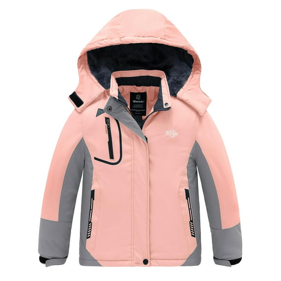 Wantdo Girl's Snow Coat Ski Fleece Jacket Winter Warm Snowboarding Jacket Pink Size 8