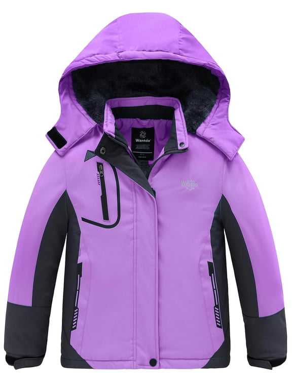 Girl's Warm Winter Coats Kid's Fleece Ski Jacket Waterproof Rain Jackets Purple 8