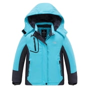 Girl's Waterproof Winter Coats Ski Jacket Warm Windbreaker Light Blue Size 14/16