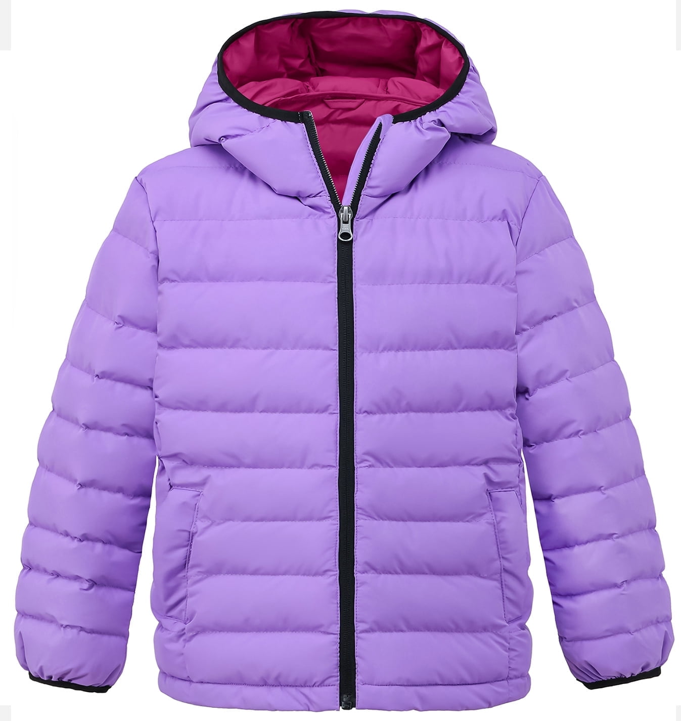 Girl's Winter Coat Hooded Puffer Jacket Quilted Outerwear with Hood Purple 10/12