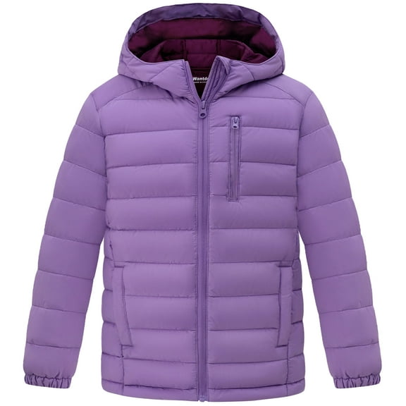 Wantdo Girl's Winter Coat Insulated Winter Jacket Hooded Puffer Jacket Quilted Outerwear Purple 8