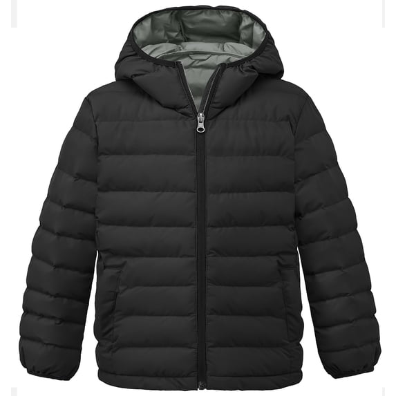 Wantdo Girl's Winter Coat Portable Puffer Jacket Windproof Outerwear with Hood Black 8