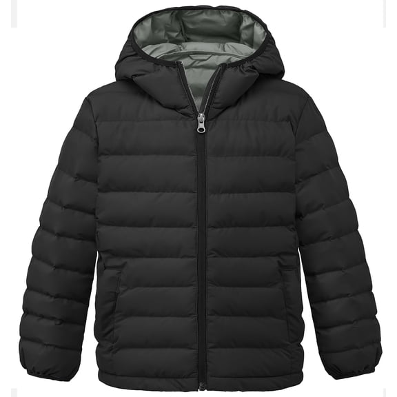 Wantdo Girl's Winter Coat Portable Puffer Jacket Windproof Outerwear with Hood Black 8