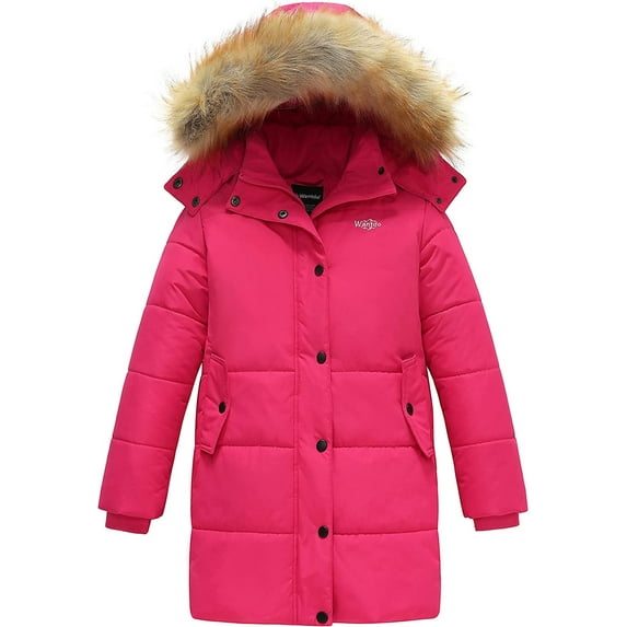 Wantdo Girl's Winter Coat Quilted Winter Jacket Hooded Parka Jacket Red Size 6/7
