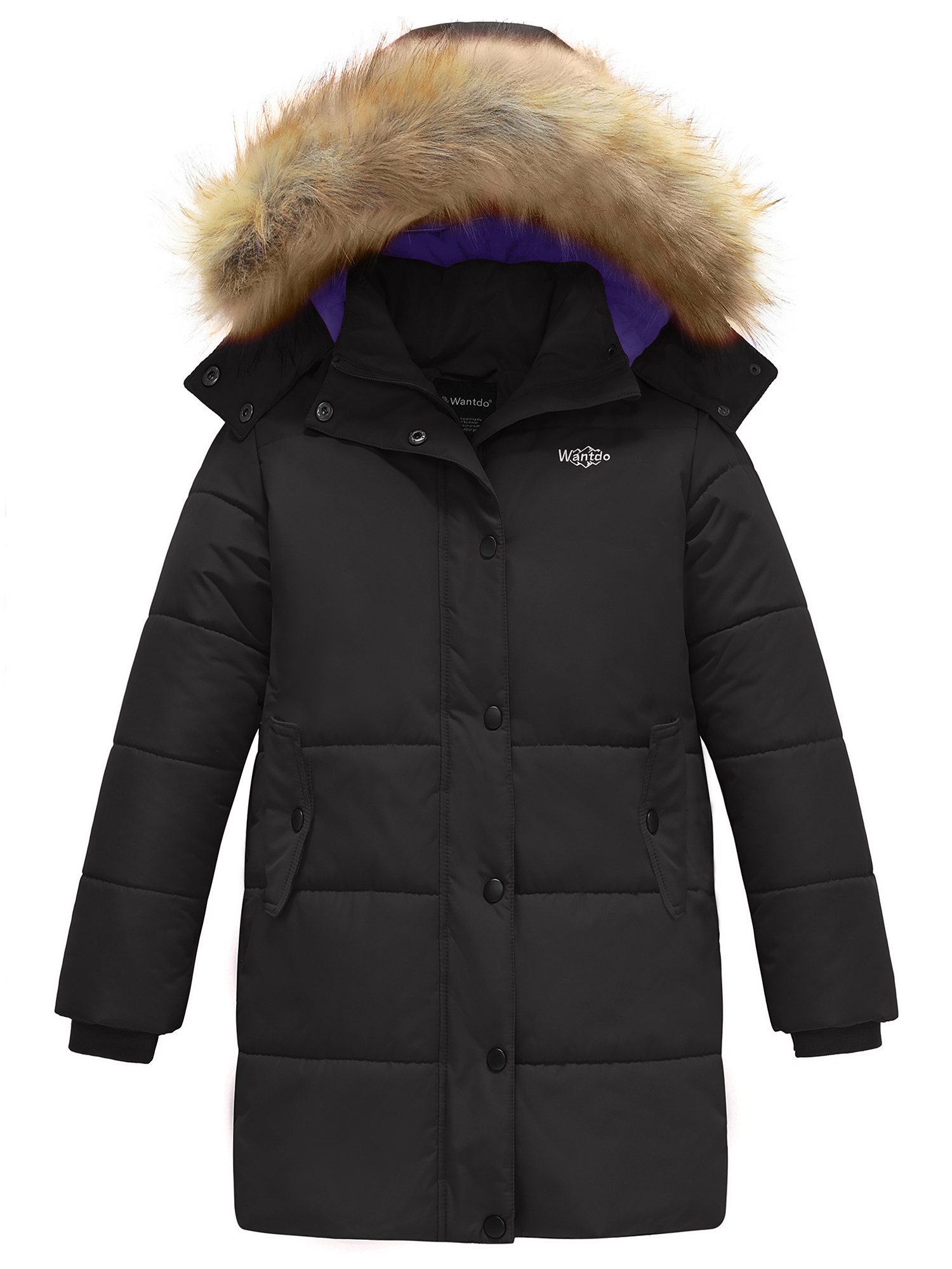 Wantdo Girl's Winter Coat Thicken Quilted Puffer Jacket Soft Winter Jacket Black Size 6/7