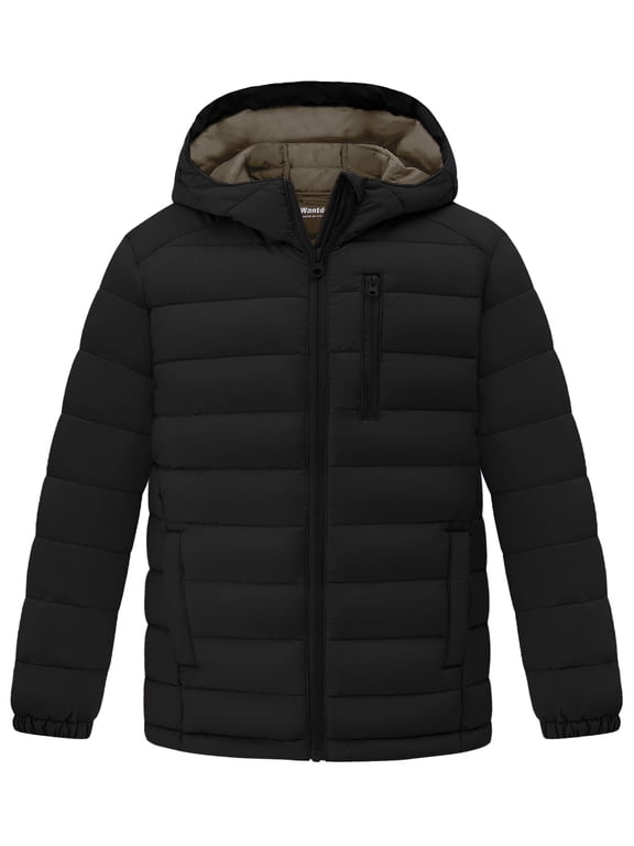 Girl's Winter Coat Warm Winter Jacket Insulated Puffer Jacket with Hood Black 10/12
