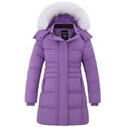 Girl's Winter Jacket Insulated Winter Coat Waterproof Jacket with Hood Light Purple 6/7